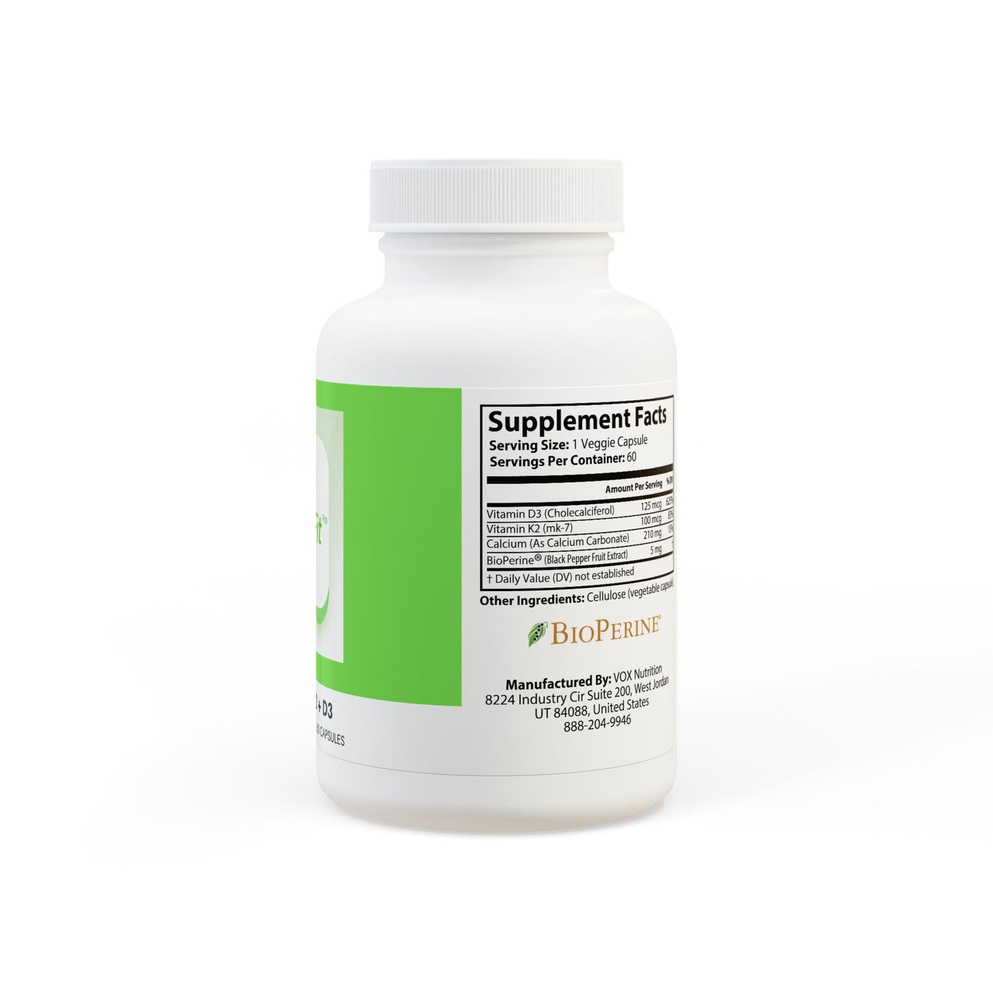 Vitamin K2 + D3 Supplement (60 Capsules)